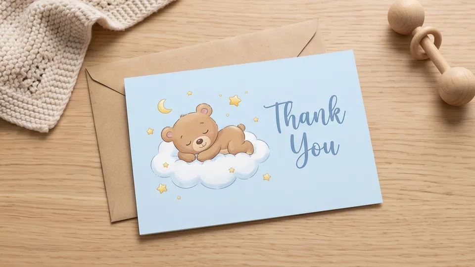 Baby Shower Thank You Card example