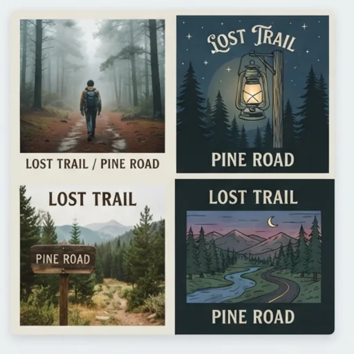Four cover concepts for the same indie folk album
