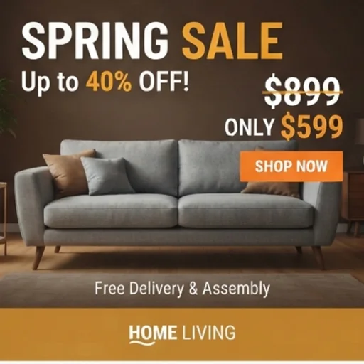 Sale banner with the old price, new price and a Shop now button
