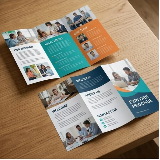 A tri-fold brochure open to show all six panels
