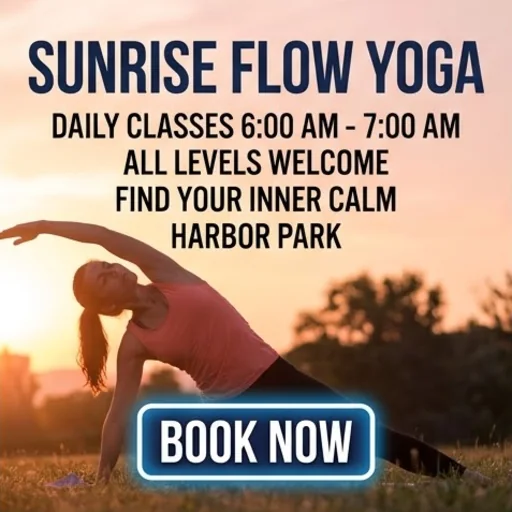 Yoga class flyer with a clear call to action