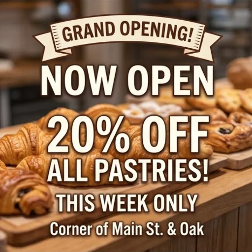 Bakery flyer built around a product photo