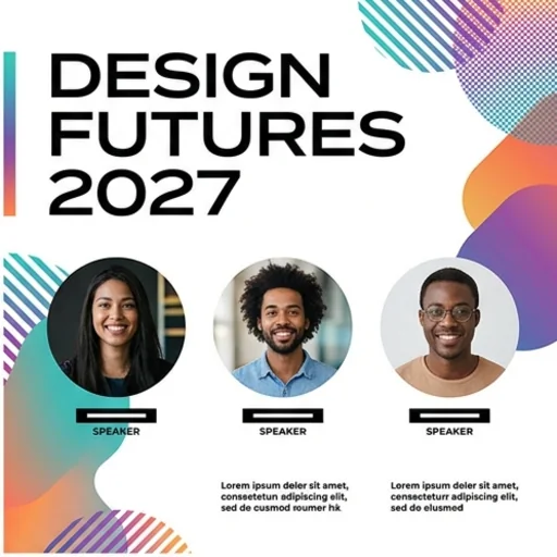 Conference flyer with speakers and venue