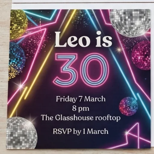 Birthday invitation with clear date, time and venue