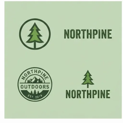 One brand shown as icon, wordmark, badge and combination logo