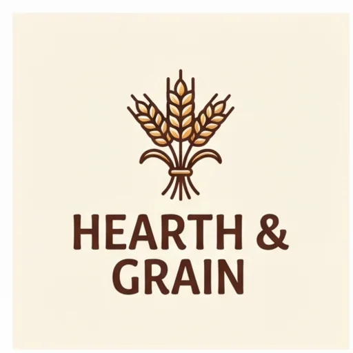 Logo concept for a bakery with a wheat symbol and wordmark