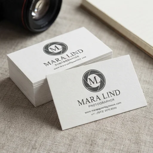 Personal brand logo for a photographer on business cards