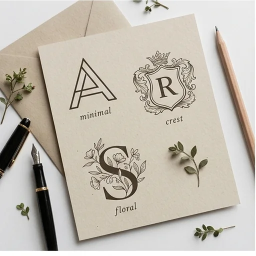 Monograms in minimal, crest and floral styles
