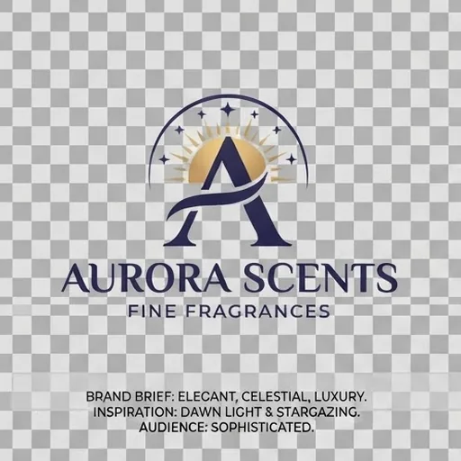 A fragrance brand logo created from a short brand brief