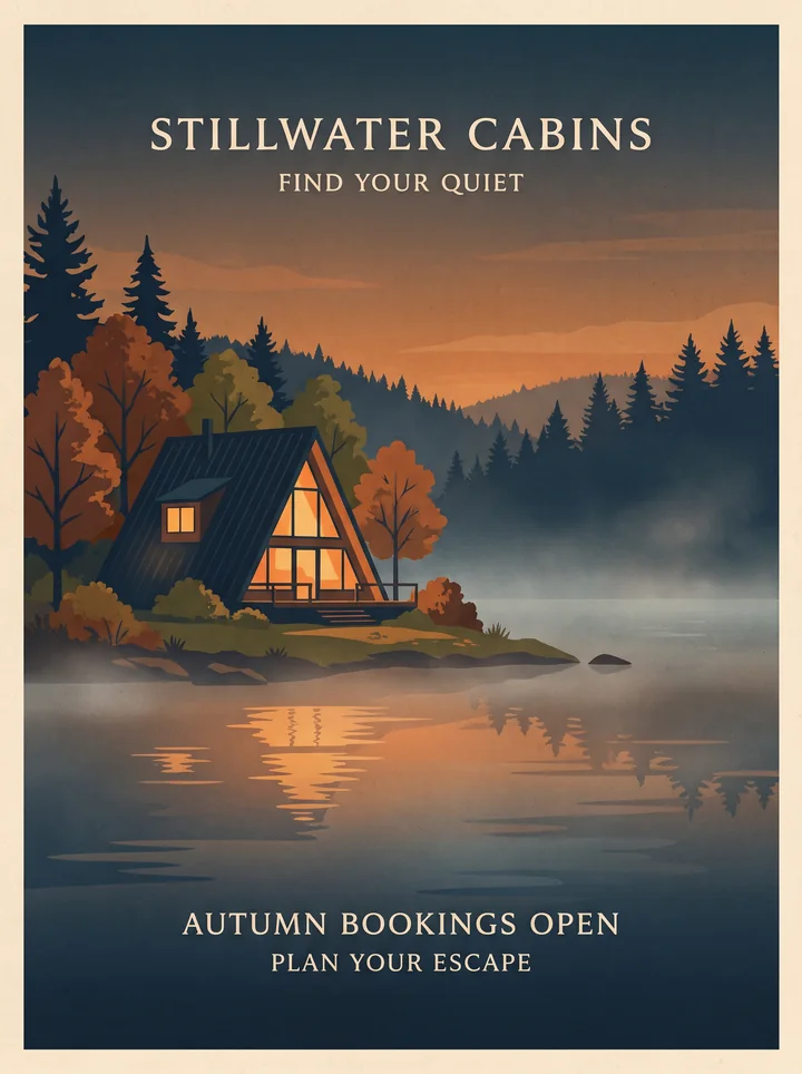 Cabin Booking Poster, an original Jitura design