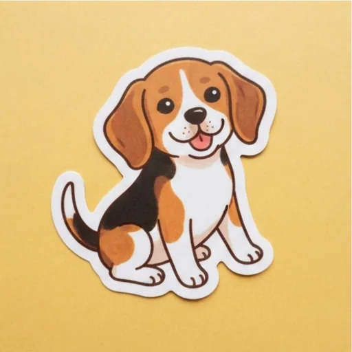 A beagle photo turned into a sticker that keeps its markings