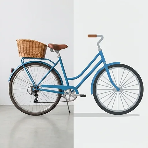 A bicycle drawn as clean flat vector art