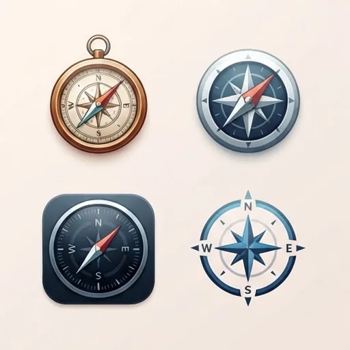 Four compass icon variations in different styles