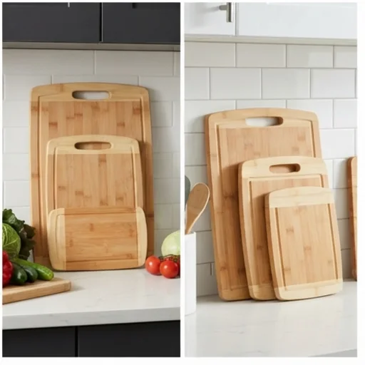 Listing images of a cutting board set in square and tall formats