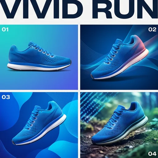 Four poster variations of the same running shoe