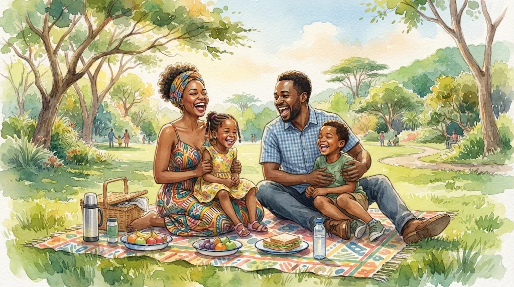 A family photo turned into a watercolour illustration