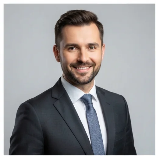LinkedIn-style headshot of a man in a suit