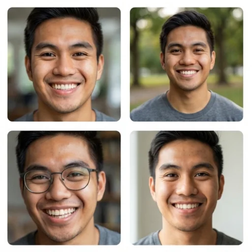 Four profile picture options with different crops and expressions