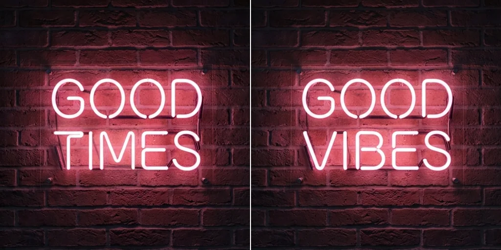 Before and after: a neon sign with one word changed in the same neon style