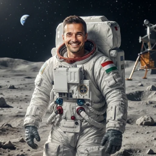 A man's face swapped into a photo of an astronaut on the moon