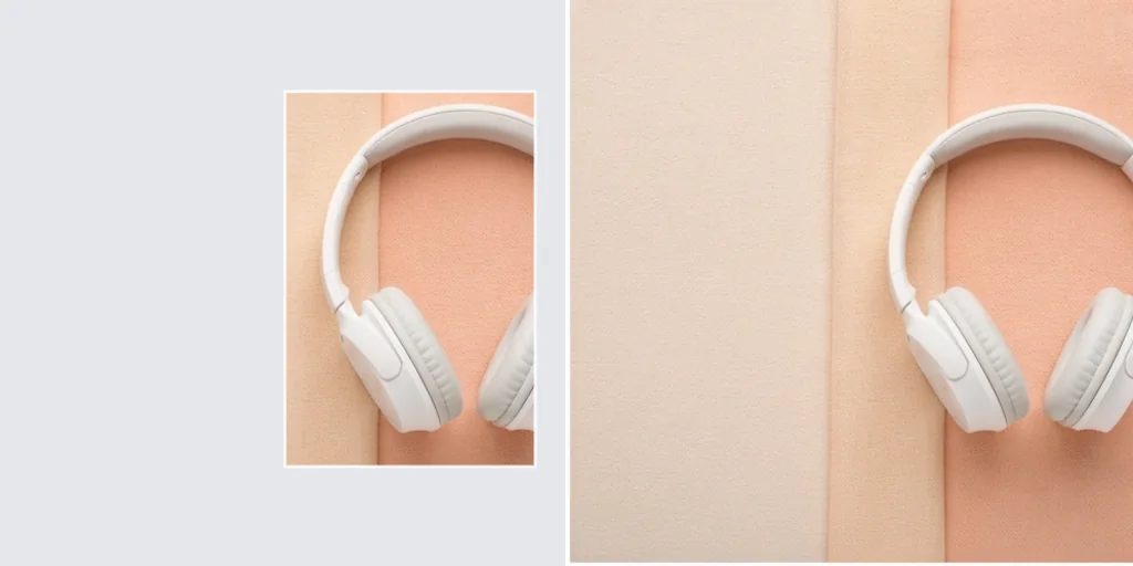 Before and after: a tight product photo and the same photo extended into a wide banner