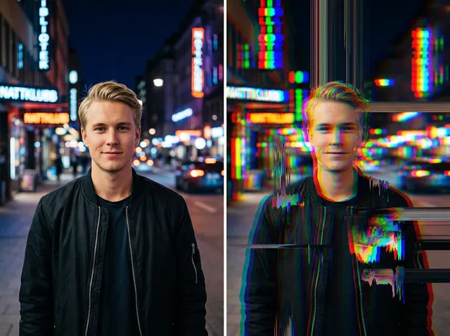 Glitch Effect before and after example