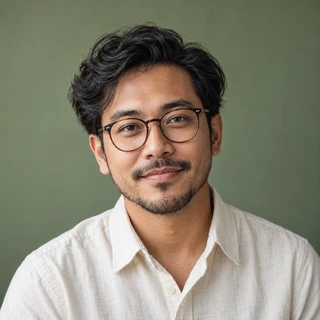 Original portrait of a man with glasses
