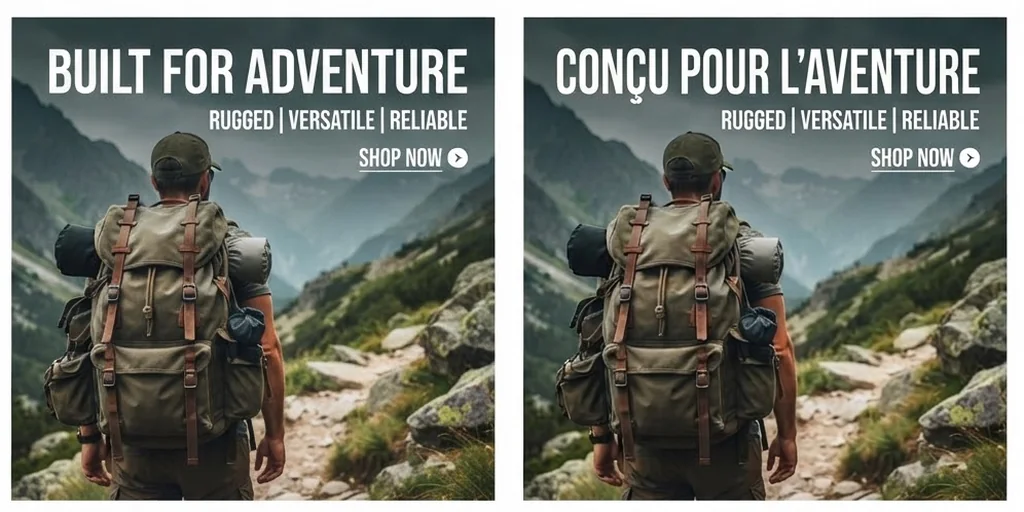 A product banner translated into natural French