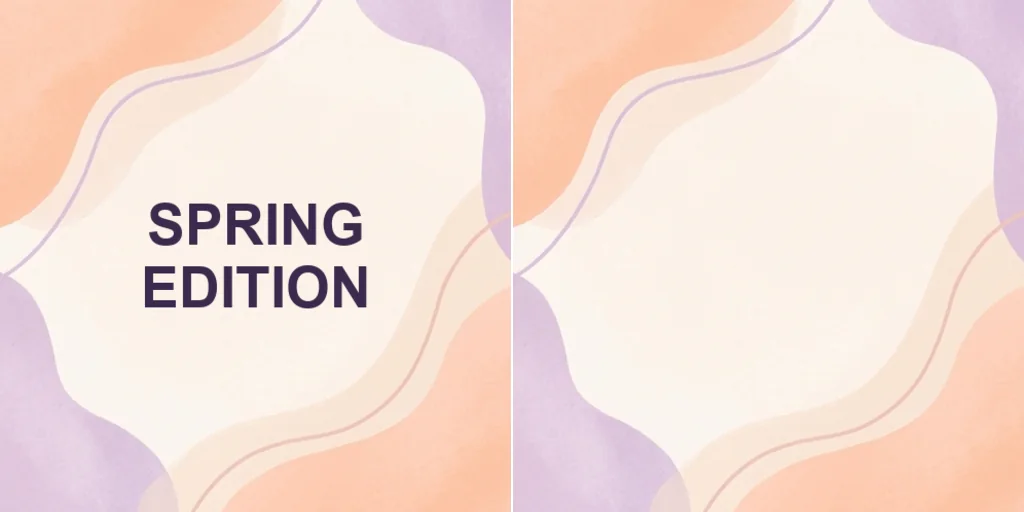 Before and after: a pastel graphic with an old headline and the same graphic blank