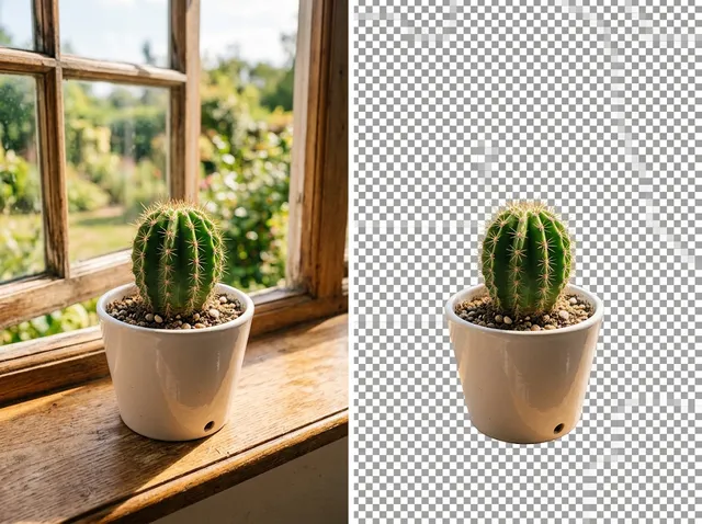 Transparent Background before and after example
