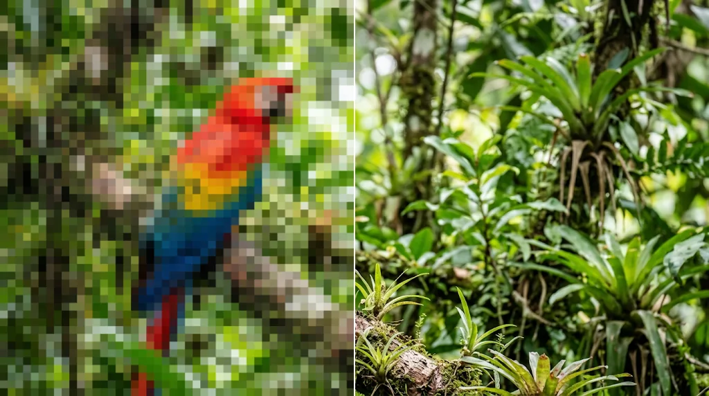 Before and after unpixelate image example